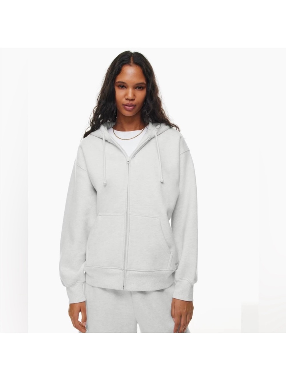 TNA Cozy Fleece Boyfriend Zip Hoodie White XL